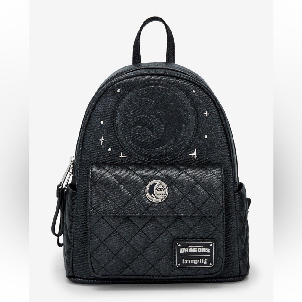 NEW Loungefly How to Train Your Dragon Night Fury Quilted Mini Backpack